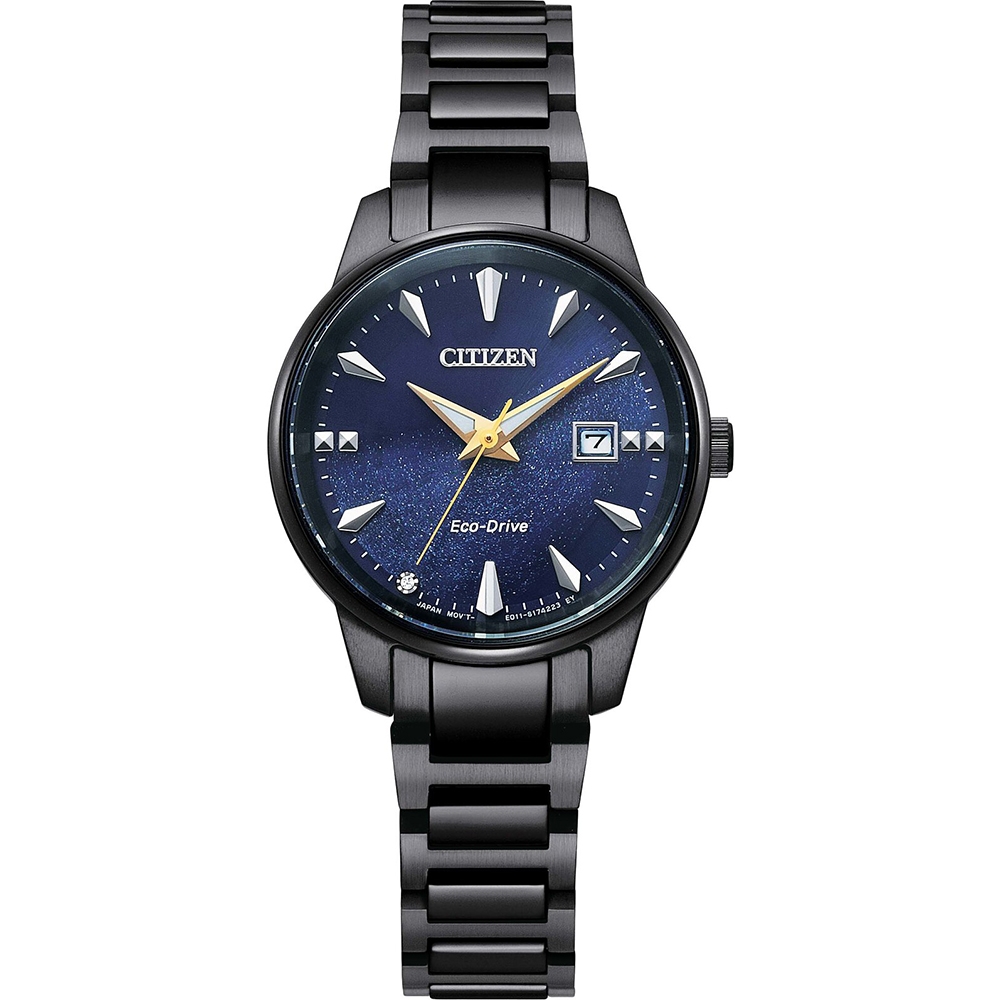 CITIZEN星辰 PAIR光動能不鏽鋼錶-女錶-銀河藍對錶 女 29mm(EW2598-83L)