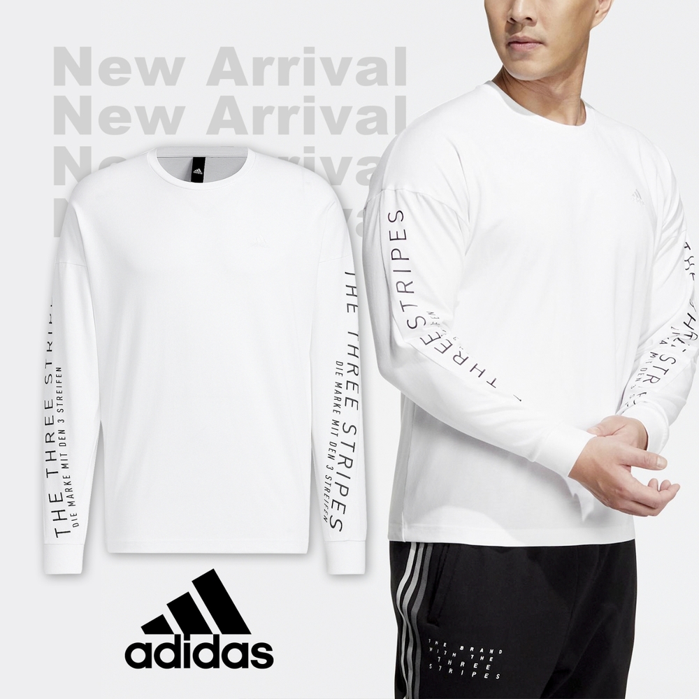 adidas 長袖上衣Wrd Shirts 男款白大學T 薄款休閒三線愛迪達HM2695