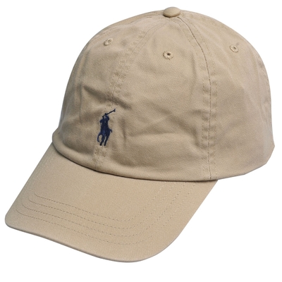 POLO RALPH LAUREN 品牌小馬刺繡LOGO棒球帽(駝色/藍馬)