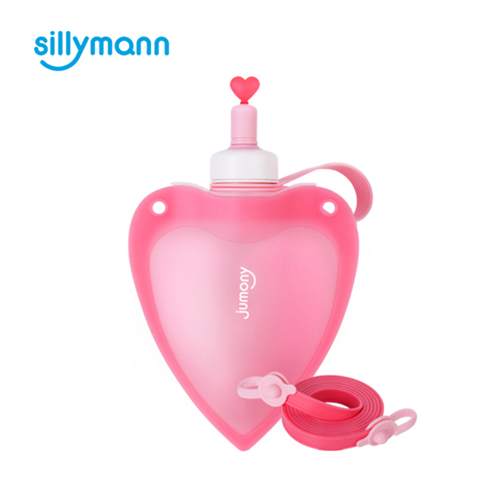 韓國sillymann-100%兒童便攜捲式鉑金矽膠心型水瓶-250ml