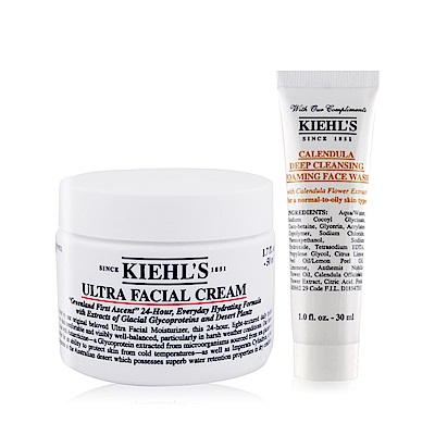 KIEHLS契爾氏 冰河醣蛋白保濕霜50ml+洗面乳30ml