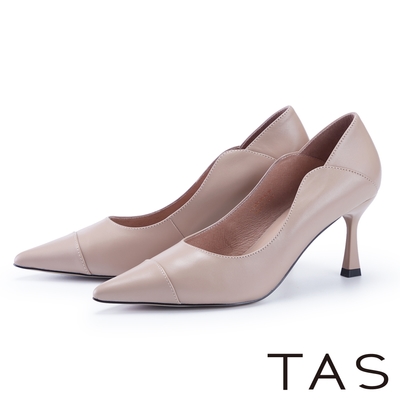 TAS 唯美流線羊皮尖頭高跟鞋 粉色