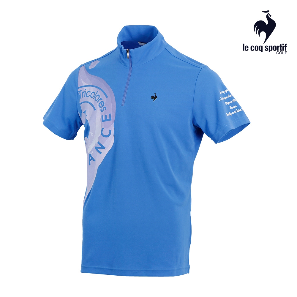 【LE COQ SPORTIF GOLF公雞高爾夫】吸濕排汗親膚素材短袖立領衫 男款 藍色 QGP2T209
