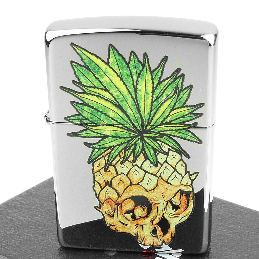 ZIPPO 美系~Leaf Skull Pineapple-鳳梨骷髏打火機