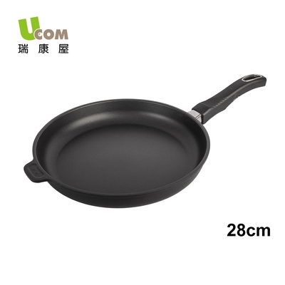 【瑞康屋UCOM】丹麥黑魔法不沾鍋-晶鑽電磁爐單柄淺平底鍋(28cm無蓋)