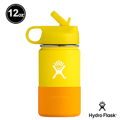 美國Hydro Flask 兒童寬口吸管蓋 12oz/355ml 不鏽鋼保溫瓶 檸檬黃