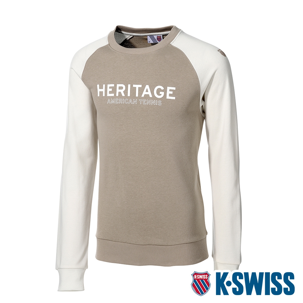 K-SWISS Raglan Sweatshirt圓領長袖上衣-男-卡其