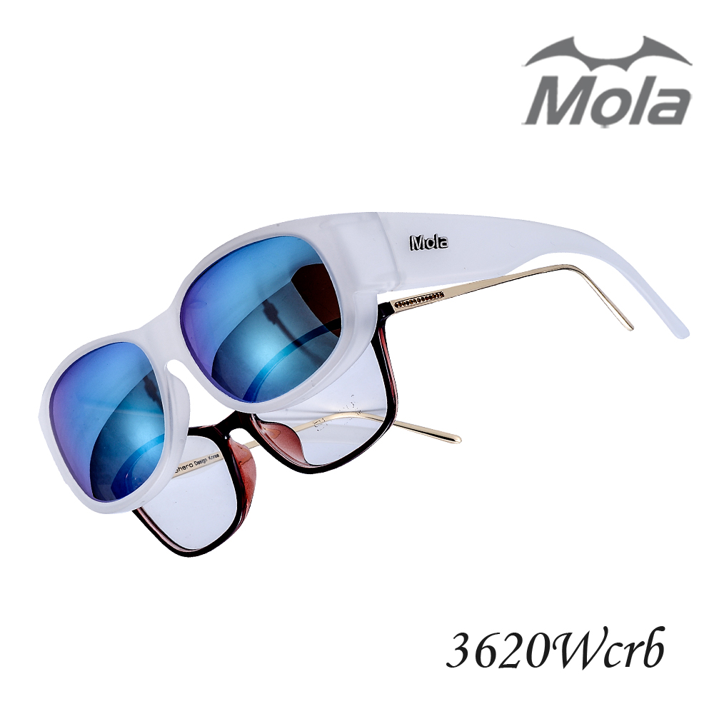 MOLA摩拉外掛式偏光太陽眼鏡 時尚 套鏡 彩色多層膜 男女一般臉型 近視可戴-3620W