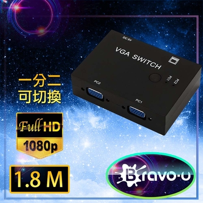 Bravo-u VGA雙螢幕轉換器 FHD 一分二可切換 擴充螢幕投影器