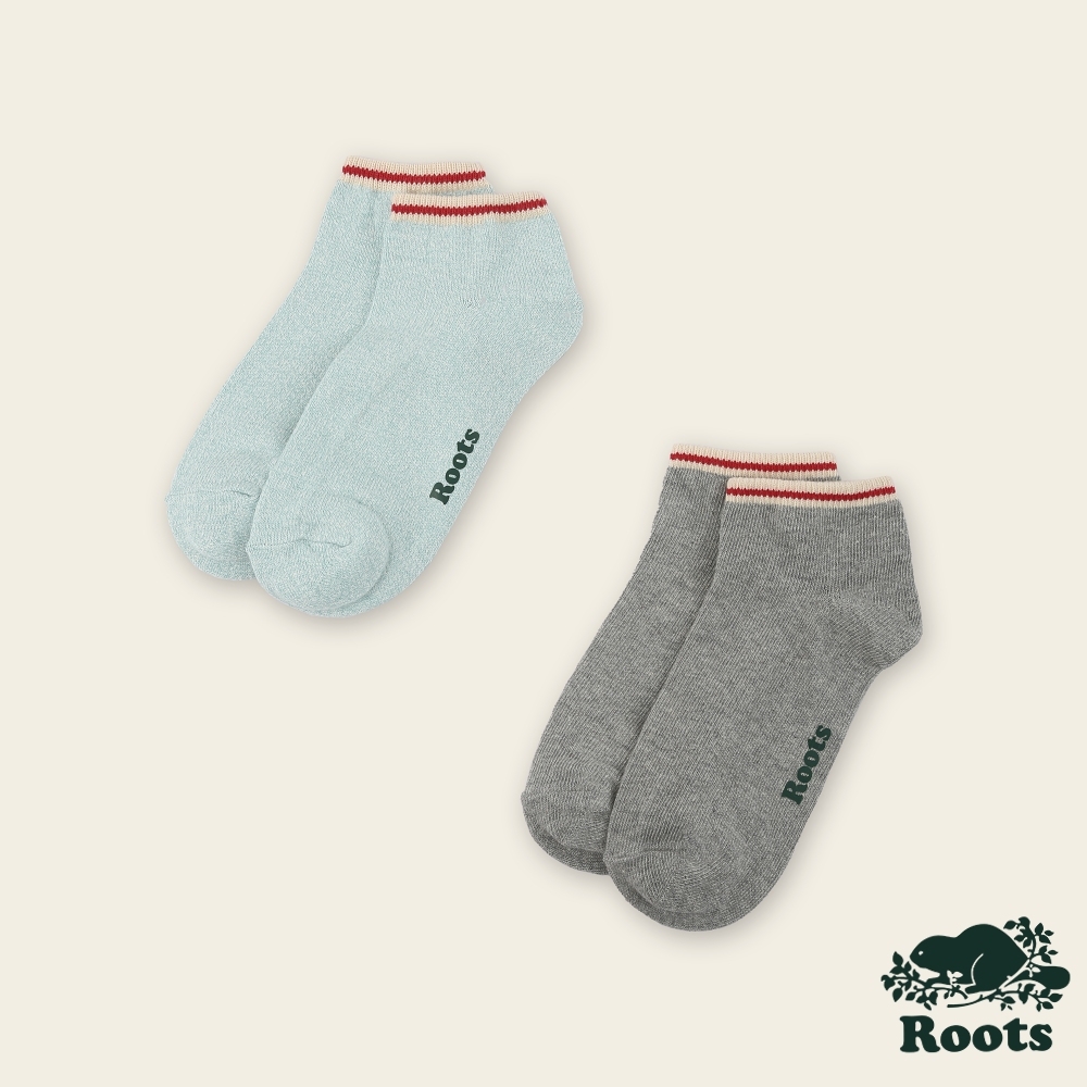 Roots 配件- COTTON CABIN 船襪(2入組)-綠灰色