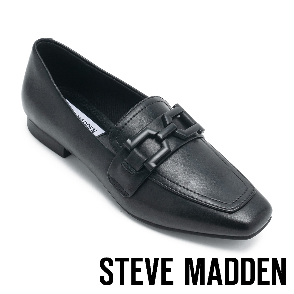 STEVE MADDEN-RYANN 真皮方頭樂福鞋-黑色