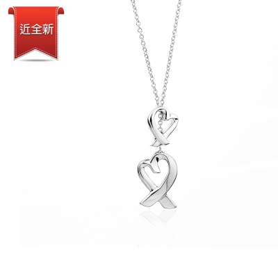 二手品 Tiffany&Co. 雙Loving Heart 子母愛心925純銀項鍊