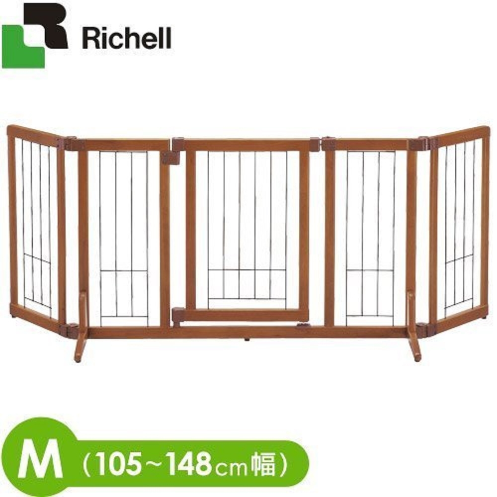日本Richell利其爾-寵物用木製附門圍欄 M號 (ID58481)