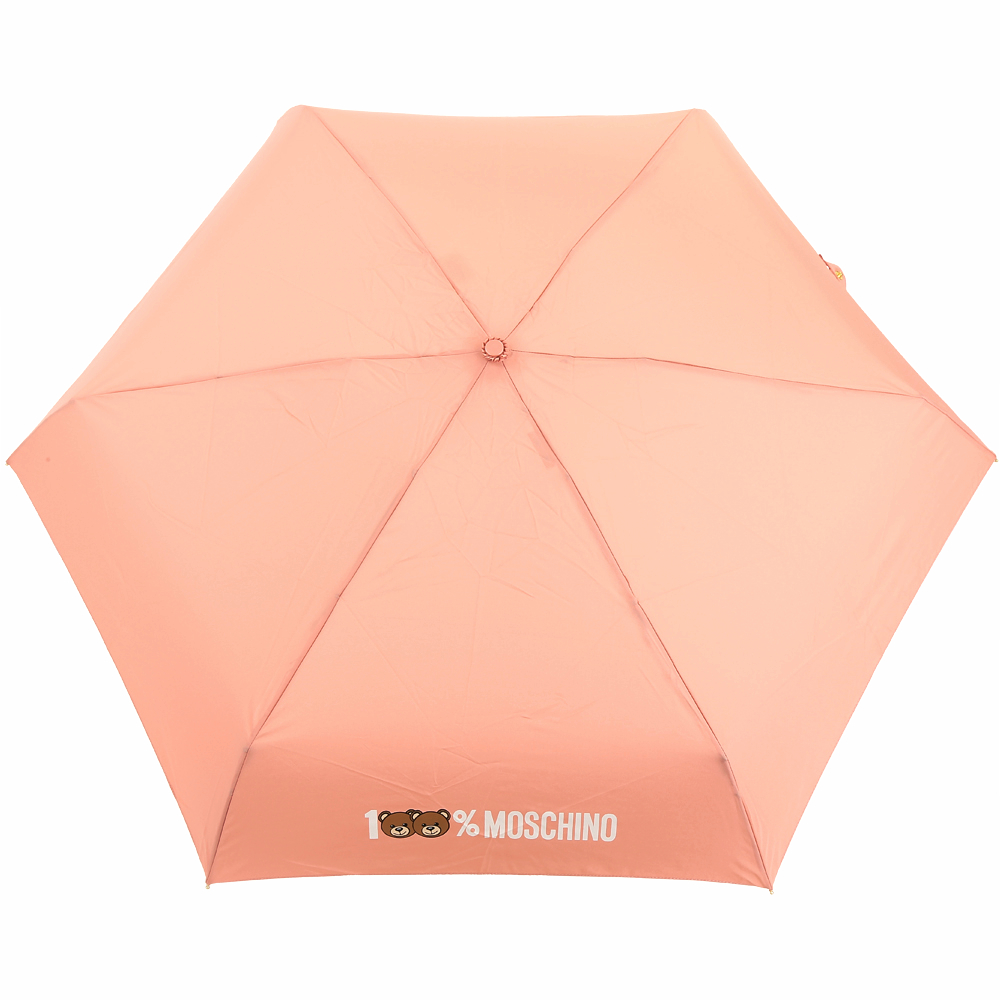 MOSCHINO Supermini 100%泰迪熊圖案摺疊晴雨傘(粉橘)