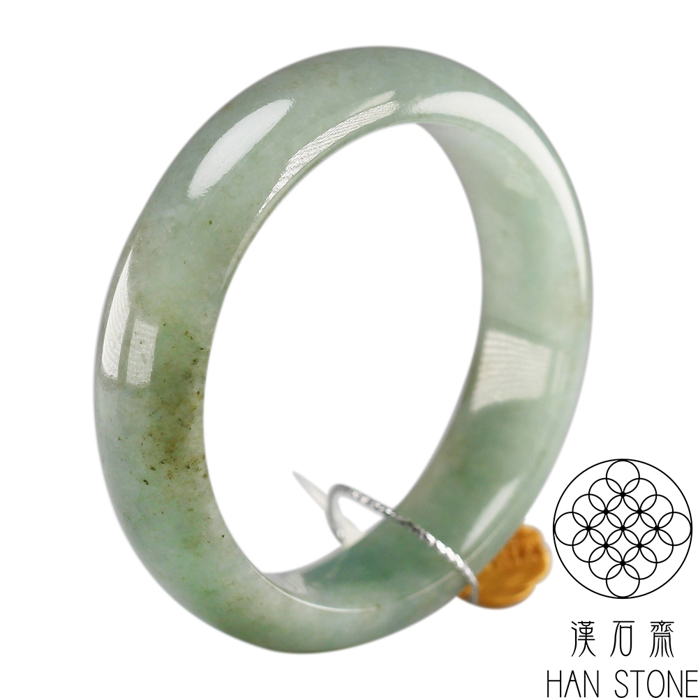 【漢石齋】天然翡翠A貨 手鐲玉鐲 冰糯種飄花(手圍17.8/版寬16.4mm)