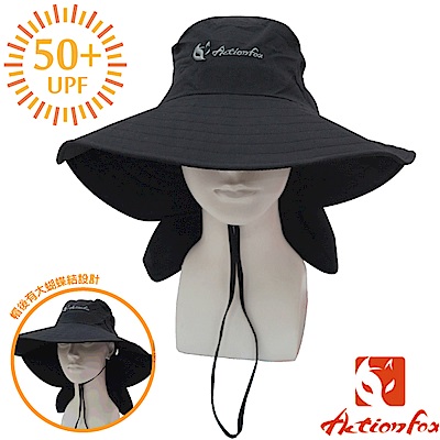 挪威 ACTIONFOX 女新款 抗UV透氣印花遮陽帽UPF50+_黑