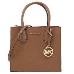 MICHAEL KORS  MERCER 素色荔枝皮革雙層兩用手提包(咖)