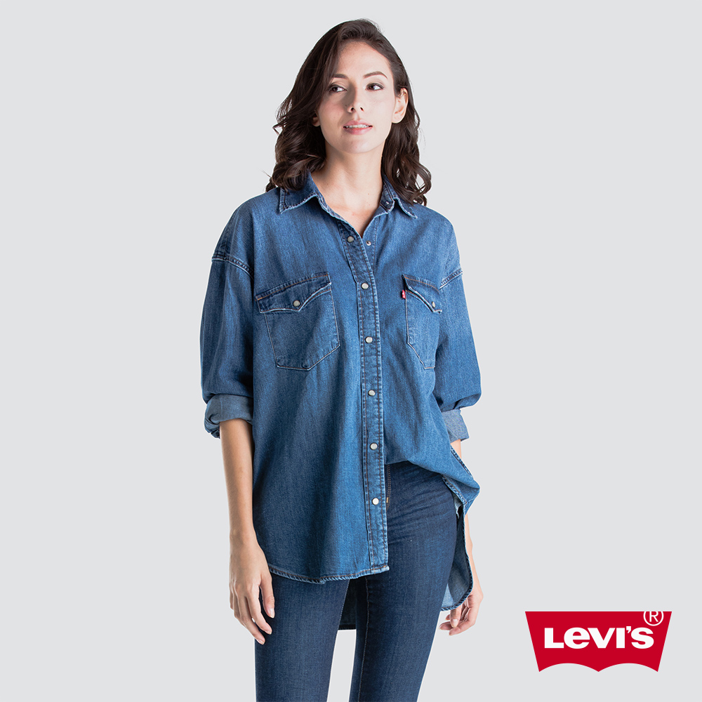 Levis 女款 牛仔襯衫 Oversize 寬鬆版型 漸層水洗
