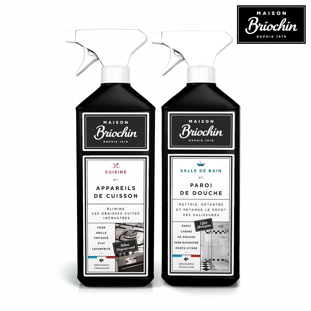 Maison Briochin 黑牌碧歐馨 強效去污必備組-浴室專用清潔液 750ml+廚具特效清潔液 750ml