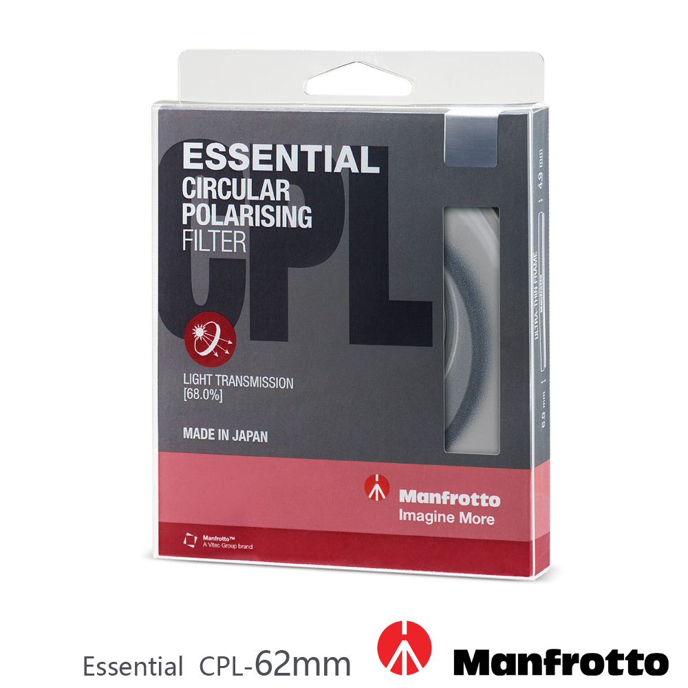 Manfrotto 62mm CPL鏡 Essential 濾鏡系列