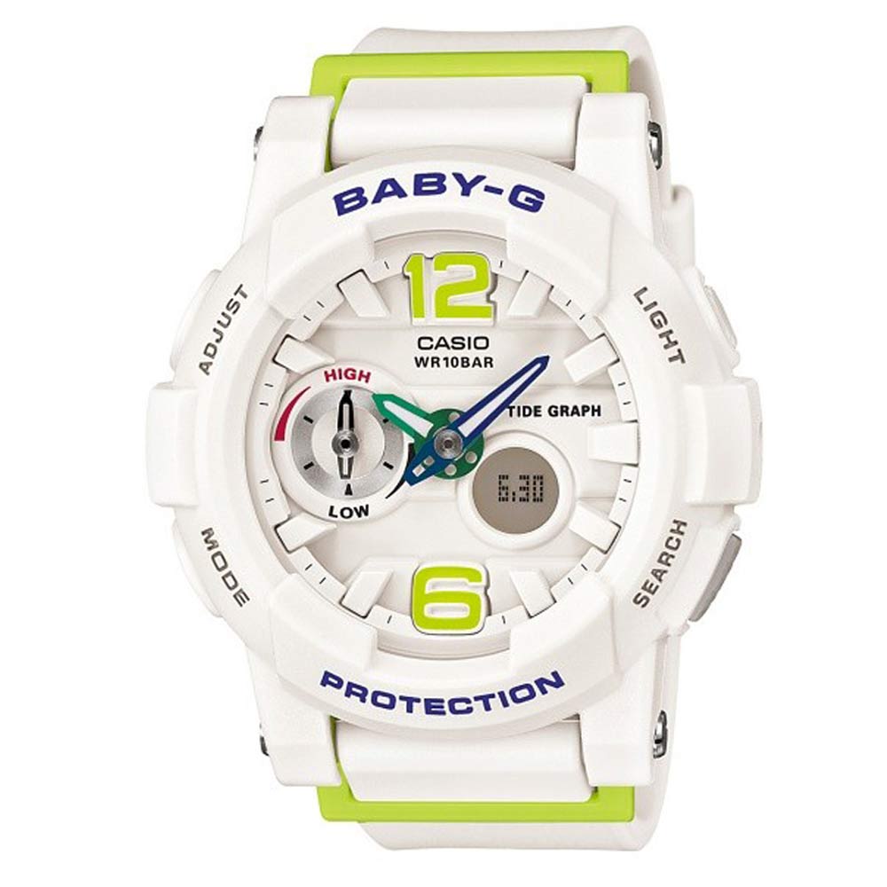 BABY-G 極限運動女孩衝浪板造型概念錶(BGA-180-7B2)-白色X綠時刻/44mm