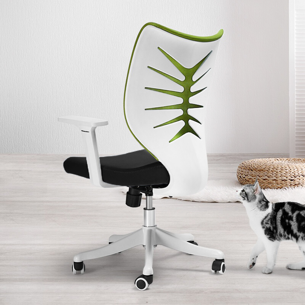 STYLE 格調 人體工學護肩椎腰椎魚骨簍空設計款電腦椅/辦公椅 (綠色)