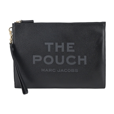 MARC JACOBS THE POUCH 荔枝紋拉鍊手拿包-大/黑