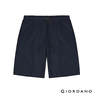 GIORDANO 男裝素色休閒針織短褲-03 標誌海軍藍