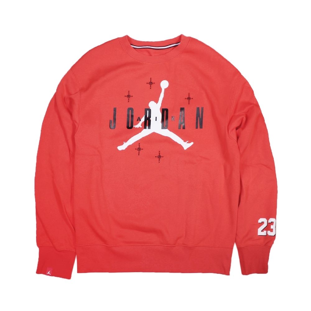 Nike 大學T Jordan Sweatshirt 男款 喬丹 飛人 運動休閒 基本款 圓領 微刷毛 紅白 DO9153-673