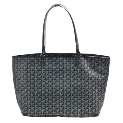 GOYARD 經典Artois MM系列印花LOGO帆布拉鍊肩背托特包(中-灰色)