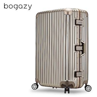 Bogazy 迷幻森林II 29吋鋁框新型力學V槽鏡面行李箱(香檳金)