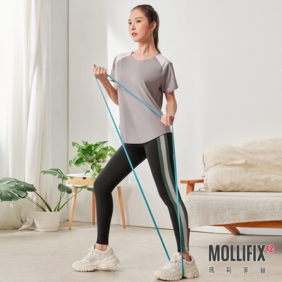 Mollifix 瑪莉菲絲 側邊雙色延伸動塑褲、瑜珈服、Legging (黑) 暢貨出清