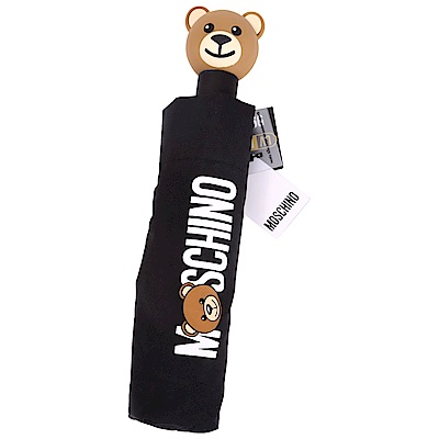 MOSCHINO Mini 黑色泰迪熊傘柄設計折疊晴雨傘(展示品) | 歐系精品