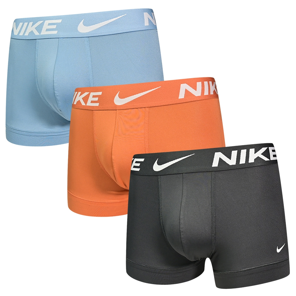 Nike Dri-FIT Essential Micro 速乾貼身平口褲/四角褲 NIKE內褲-天藍、橘、深灰 三入組