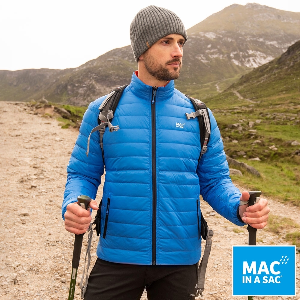 【MAC IN A SAC】男款輕暖袋著走雙面羽絨外套MNS111寶藍橘/極輕量易攜帶