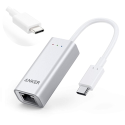 美國Anker乙太網路轉接器USB-C轉RJ45外接網卡A83410系列(1000Mbps即1Gbps*)適Type-C筆電Apple蘋果Mac Wins Linux電腦