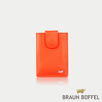 【BRAUN BUFFEL 德國小金牛】台灣總代理 德羅姆 抽取式名片夾-落日橘色/BF505-149-SS