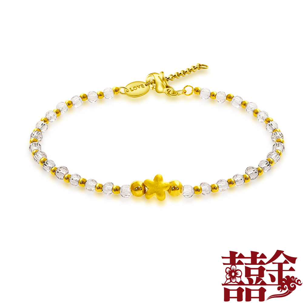 囍金 明日之星 999千足黃金水晶手鍊(7色可選) product image 1