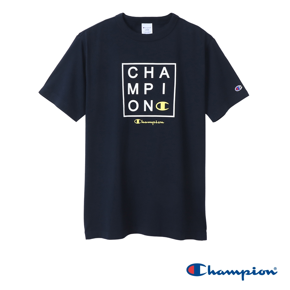 Champion-印花圖騰短袖T恤-男(深藍)