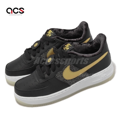 Nike 休閒鞋 Air Force 1 Low LV8 BG 女鞋 黑 金 50週年 唱片 鞋扣 透明底 FN6977-010