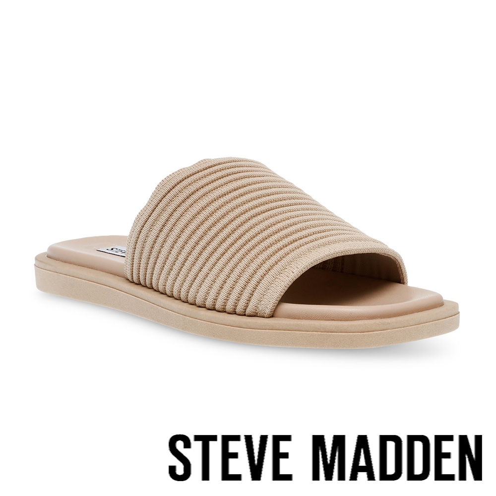 STEVE MADDEN-AWESTRUCK 針織條紋拖鞋-米色