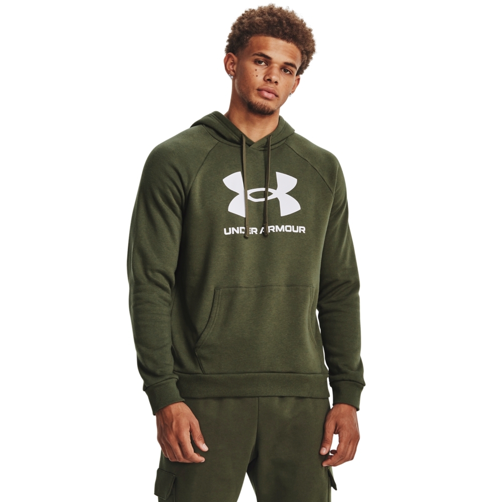 【UNDER ARMOUR】UA 男 RIVAL FLEECE連帽長袖套頭衫 1379758-390