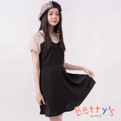 betty’s貝蒂思 點點微透膚假兩件式洋裝(黑色)