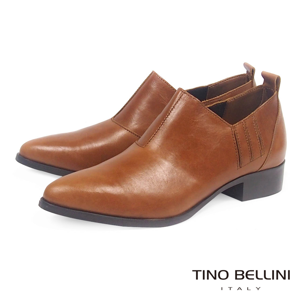 Tino Bellini 義大利進口摩登雅痞女郎低跟皮鞋 _ 棕