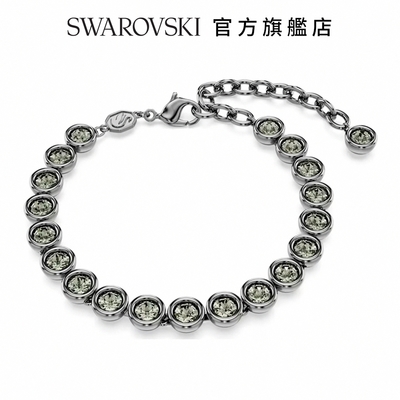 SWAROVSKI 施華洛世奇 Imber Tennis 手鏈 圓形切割, 黑色, 鍍黑鉻色