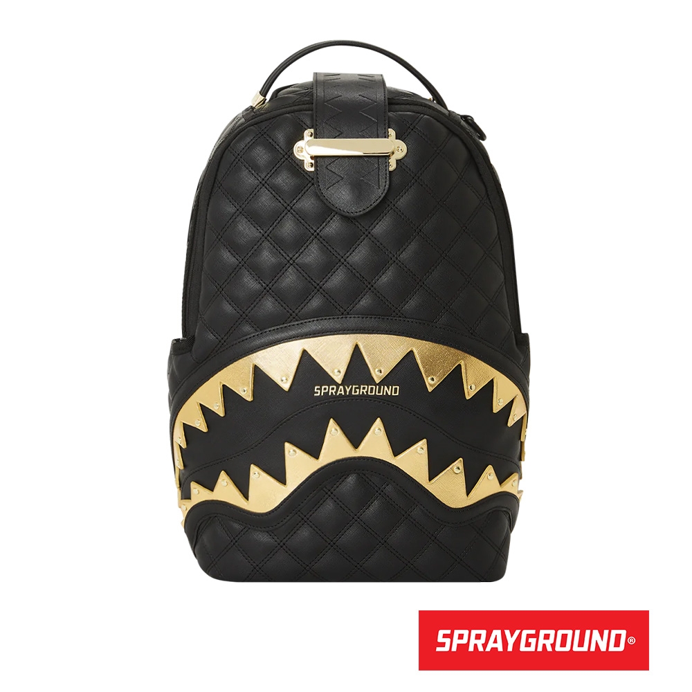SPRAYGROUND-24K-GENEVA-絎縫金屬鯊魚大容量後背包-黑色