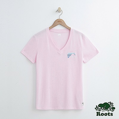 Roots女裝-山形LOGO短袖T恤-粉