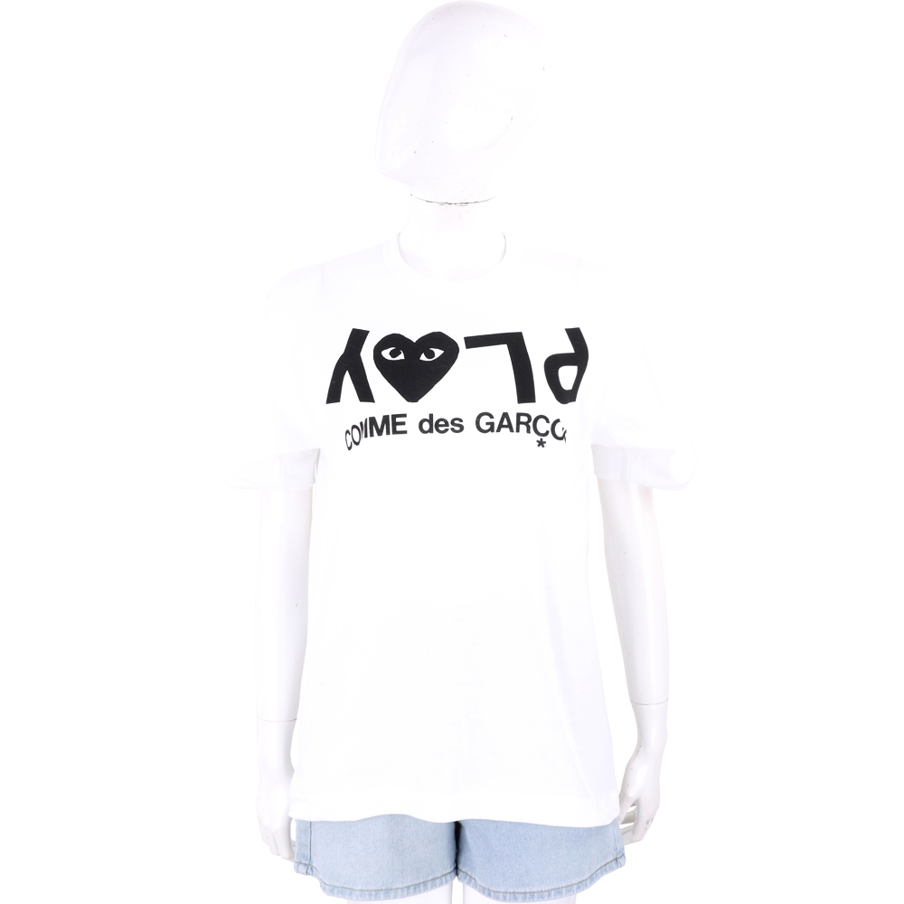 川久保玲 COMME des GARCONS PLAY 倒字母印花純棉白T恤 Tee