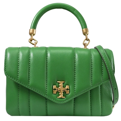 TORY BURCH Mini Kira 金屬LOGO小轉扣手提斜背兩用包(綠)