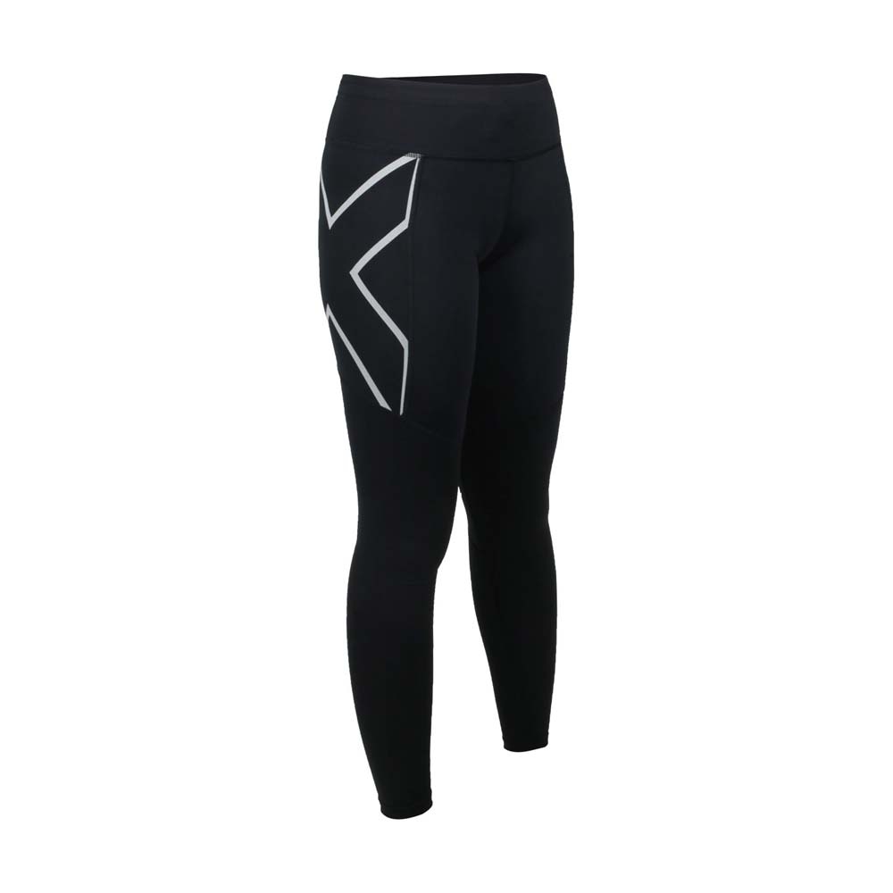 2XU 女中階運動涼感中腰壓縮長褲-緊身長褲 慢跑 訓練 健身 2XWA6519BBLKSRF 黑銀